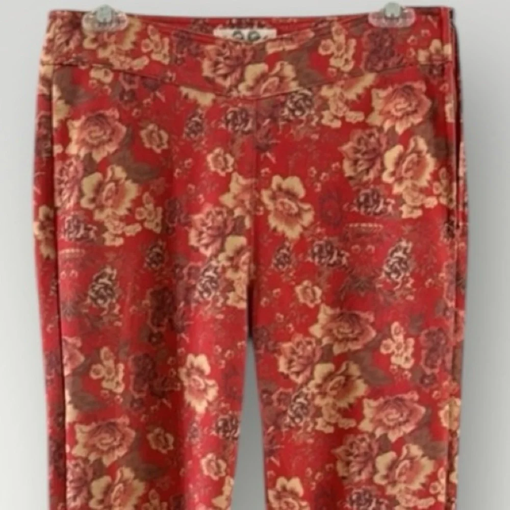 Free People Red Floral Boot Cut Pants
